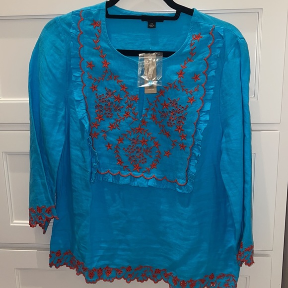 J Crew Embroidered linen tunic - Picture 2 of 7